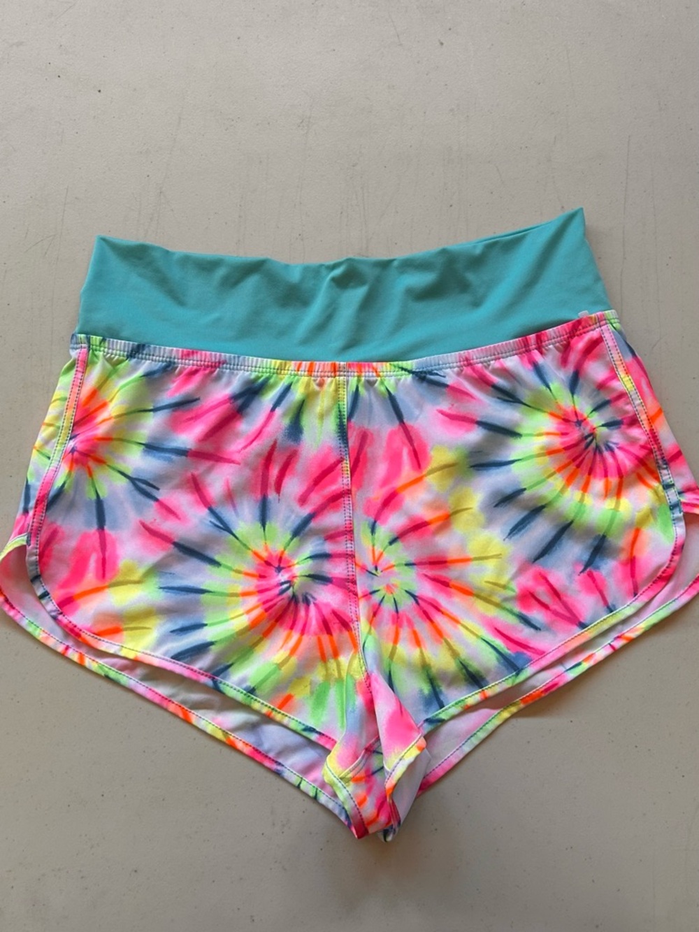 Girls' Aqua Waist Tie-Dye Active Shorts
